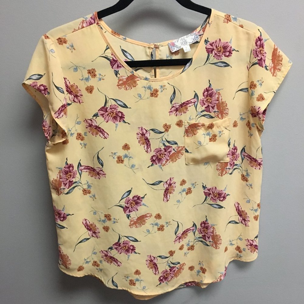 Pink Rose Ladies Cap Sleeve Top - Size L